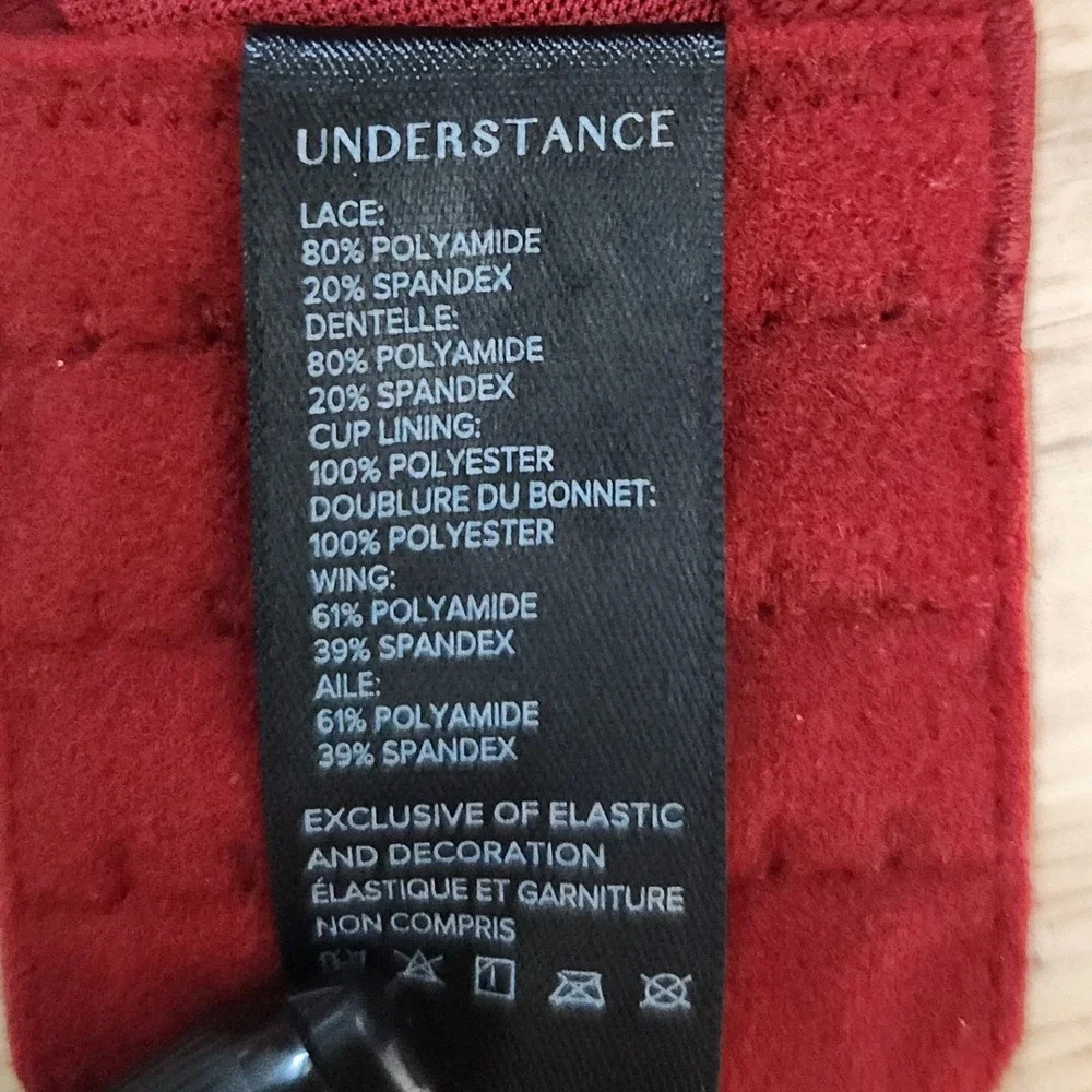 Understance Harper Lace Unlined Underwire Bra Dark Red 30DDD U00840090